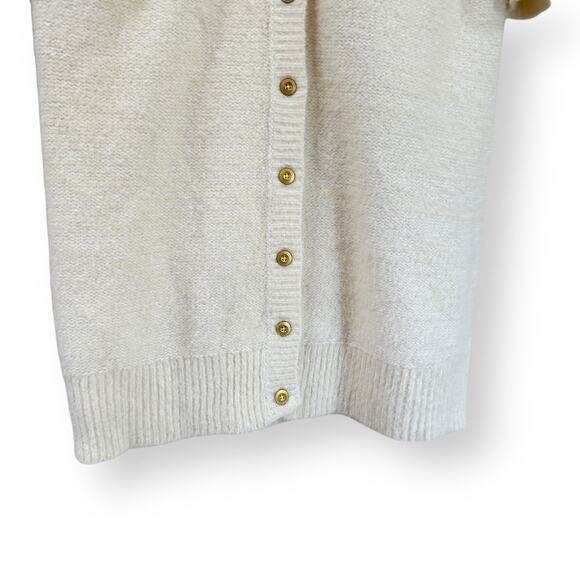 Anthropologie Pilcro Classic Longline Cardigan Womens L Ivory Cream Button Front - Picture 6 of 11